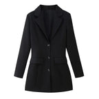 Longline Single-Breasted Blazer Notch Lapel - Tailored Fit