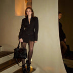 Longline Single-Breasted Blazer Notch Lapel - Tailored Fit