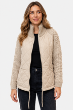 Norcetta – Textured knit detail – Quilted puffer jacket - Khaki - front