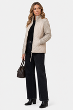 Norcetta – Textured knit detail – Quilted puffer jacket - Khaki - side left