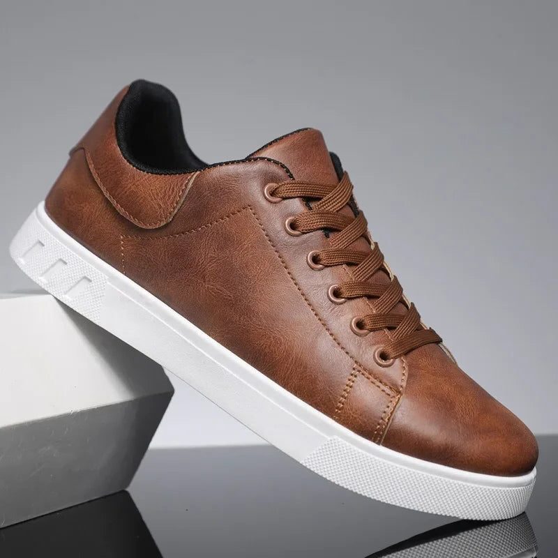 Lace-Up Low-Top Sneakers White Platform Sole - Casual Wear