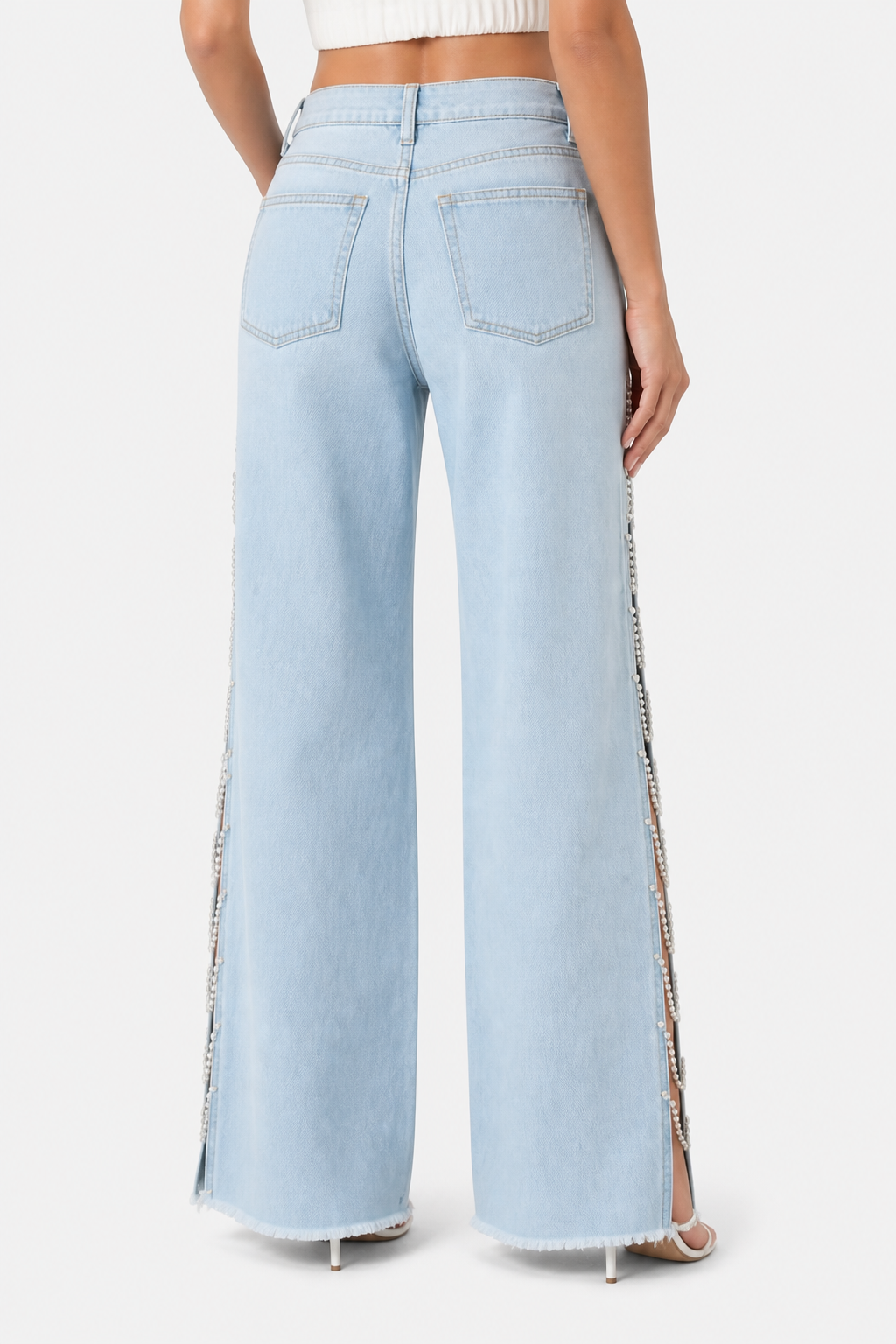 Olivetta – Cut-out design – Wide leg jeans - Light Blue - back