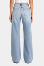 Lunarelle – Effortless straight silhouette – Mid rise jeans - Light Blue - back