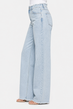 Rivazza – Raw hem detail – High-waist wide-leg jeans - Light blue - side