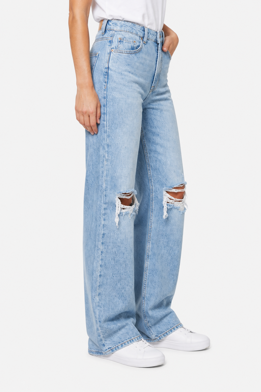 Valerique – Vintage flare silhouette – Ripped jeans - Light Blue - side