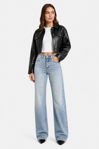 Lunarelle – Effortless straight silhouette – Mid rise jeans - Light Blue - whole body