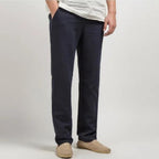 Linen Straight-Leg Trousers Elastic Waist - Relaxed Fit