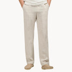 Linen Straight-Leg Trousers Elastic Waist - Relaxed Fit