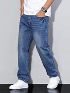 Men's Baggy Wide Leg Jeans with Five Pocket Denim, view 6 of 20