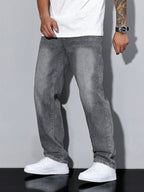 Men's Baggy Wide Leg Jeans with Five Pocket Denim, view 10 of 20