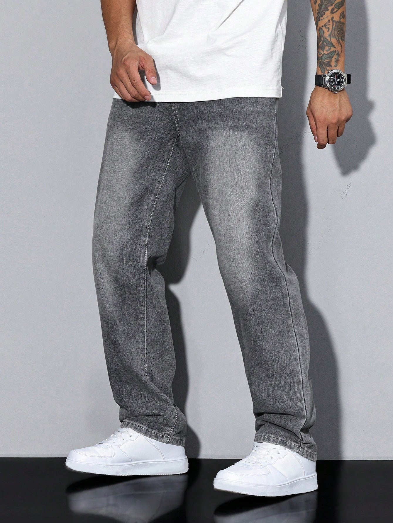 Men's Baggy Wide Leg Jeans with Five Pocket Denim, view 10 of 20