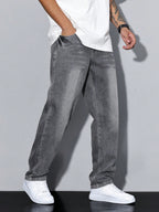 Men's Baggy Wide Leg Jeans with Five Pocket Denim, view 11 of 20