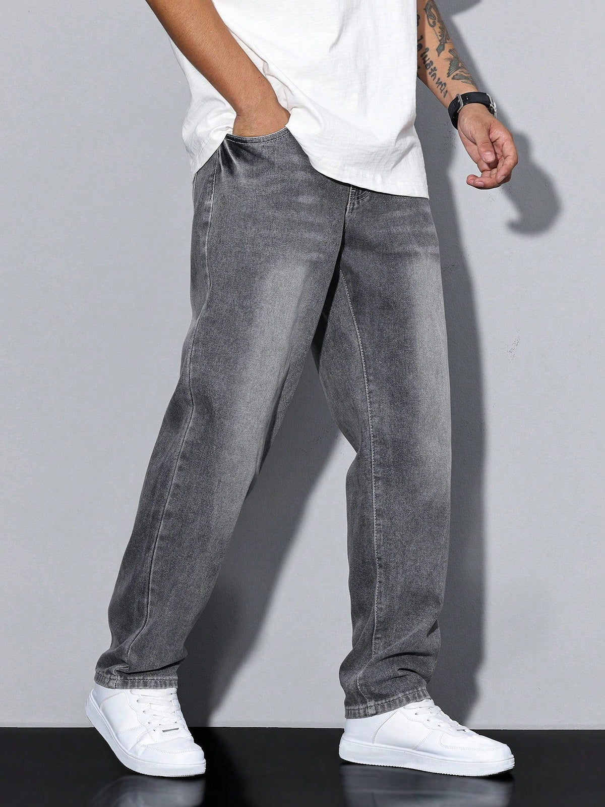 Men's Baggy Wide Leg Jeans with Five Pocket Denim, view 11 of 20