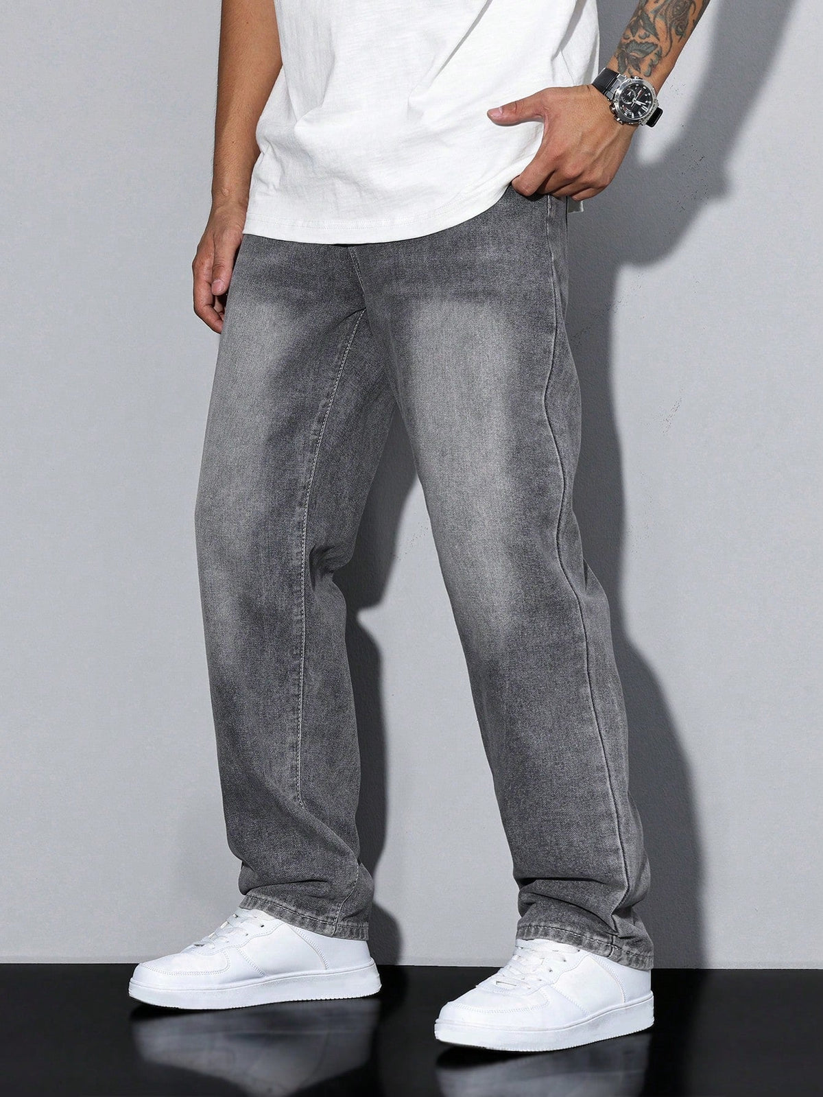 Men's Baggy Wide Leg Jeans with Five Pocket Denim, view 12 of 20