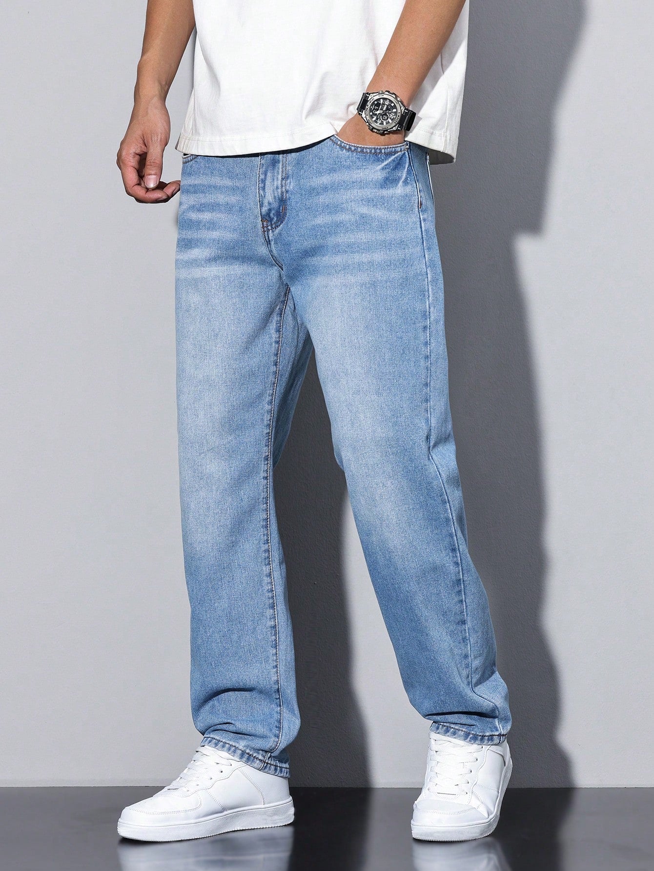 Men's Baggy Wide Leg Jeans with Five Pocket Denim, view 15 of 20