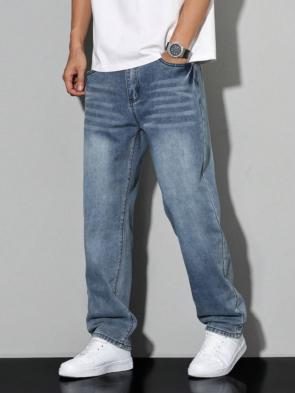 Men's Baggy Wide Leg Jeans with Five Pocket Denim, view 17 of 20