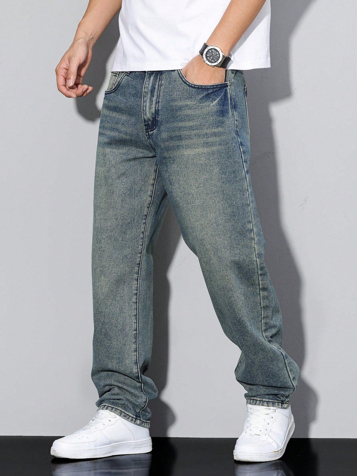 Men's Baggy Wide Leg Jeans with Five Pocket Denim, view 19 of 20