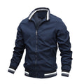 Men's Bomber Jacket with High Collar Striped Rib Trim, view 1 of 5