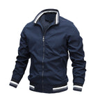 Men's Bomber Jacket with High Collar Striped Rib Trim, view 1 of 5