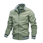 Men's Bomber Jacket with High Collar Striped Rib Trim, view 2 of 5