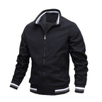 Men's Bomber Jacket with High Collar Striped Rib Trim, view 4 of 5