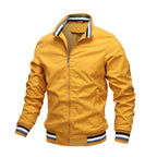 Men's Bomber Jacket with High Collar Striped Rib Trim, view 5 of 5