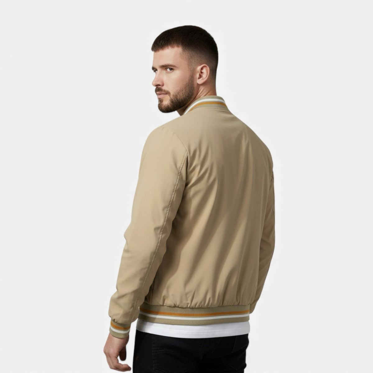 Men's Bomber Jacket with Longline Zip Front, view 6 of 14