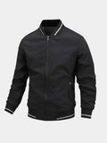 Men's Bomber Jacket with Striped Rib Trim Zip Front, view 1 of 10