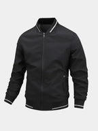 Men's Bomber Jacket with Striped Rib Trim Zip Front, view 1 of 10