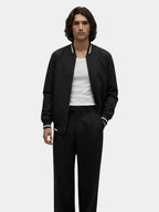 Men's Bomber Jacket with Striped Rib Trim Zip Front, view 3 of 10