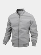 Men's Bomber Jacket with Striped Rib Trim Zip Front, view 8 of 10