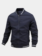 Men's Bomber Jacket with Striped Rib Trim Zip Front, view 9 of 10