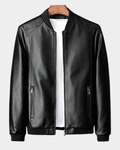 Men's bomber look leather jacket, zip front coat – product image 1