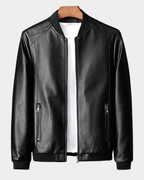 Men's bomber look leather jacket, zip front coat – product image 1