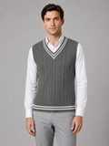 Mens Cable Knit Sweater Vest, V-Neck - product image 1