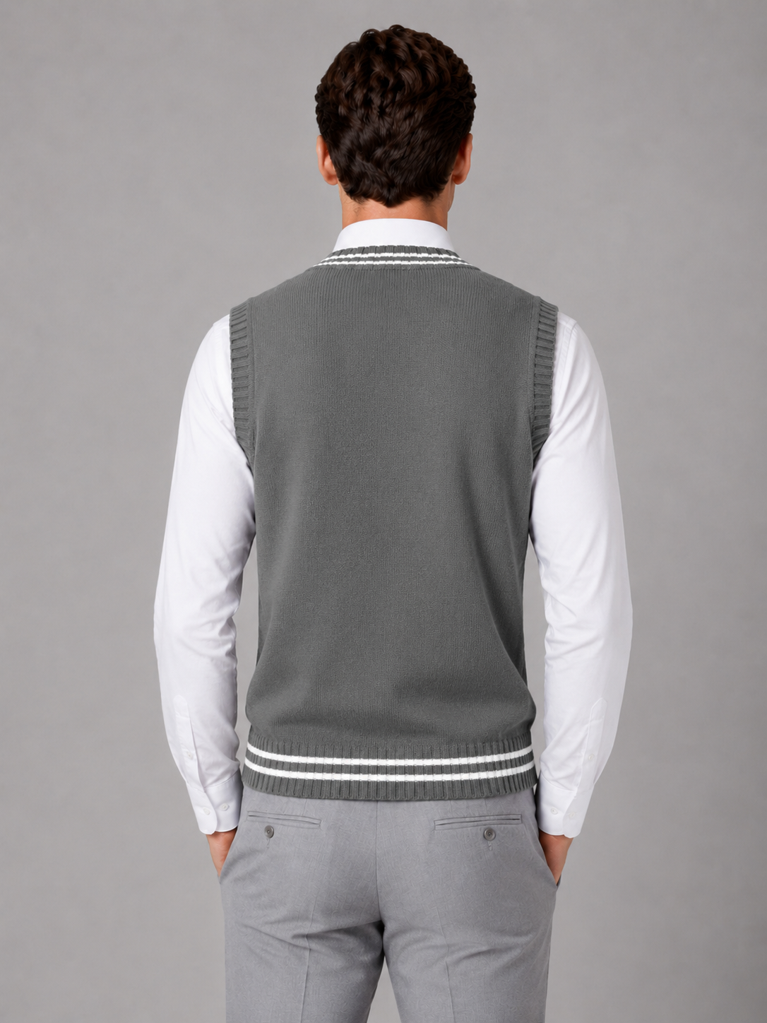 Mens Cable Knit Sweater Vest, V-Neck - product image 2