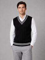 Mens Cable Knit Sweater Vest, V-Neck - product image 4
