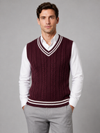 Mens Cable Knit Sweater Vest, V-Neck - product image 7