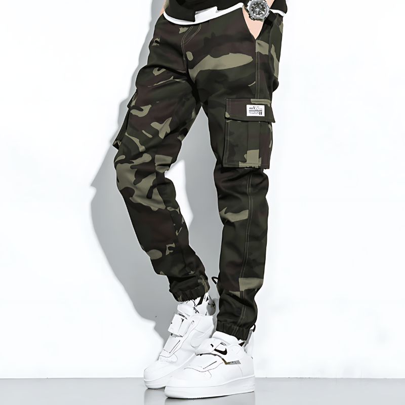 Men's Camo Cargo Trousers with Multi-Pocket Fit, view 2 of 13