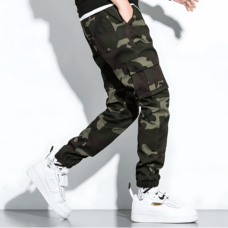 Men's Camo Cargo Trousers with Multi-Pocket Fit, view 3 of 13