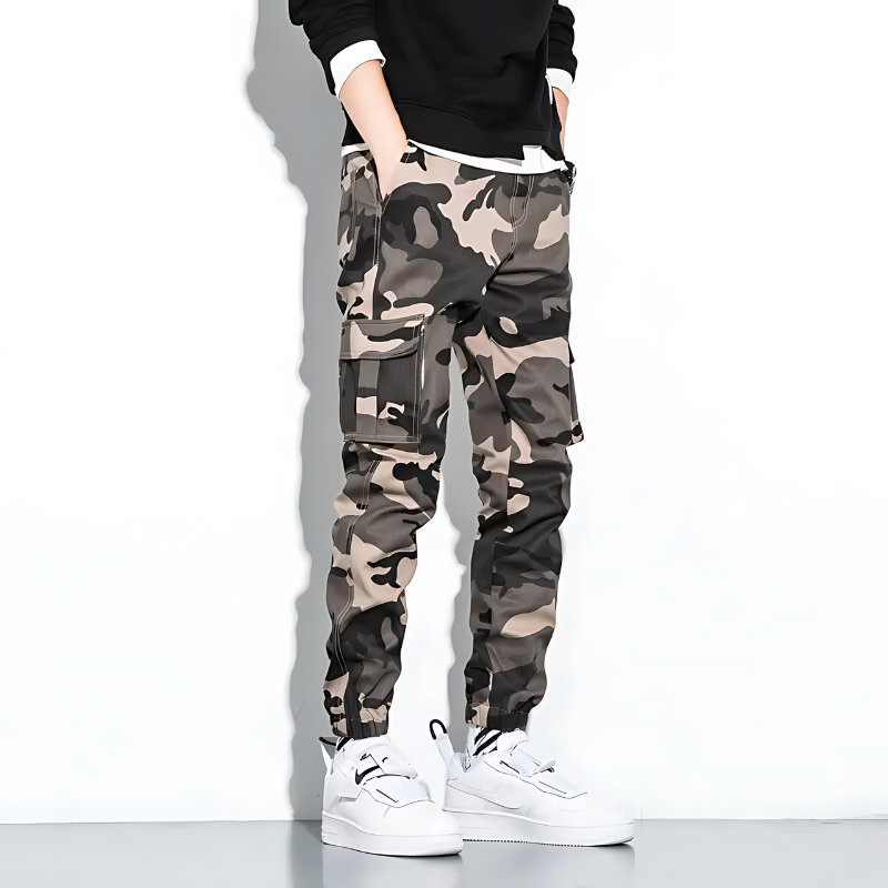Men's Camo Cargo Trousers with Multi-Pocket Fit, view 4 of 13
