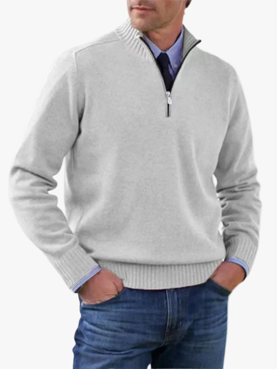 Men's Casual Knit Pullover Half-Zip Jumper with Mock Neck, view 1 of 13