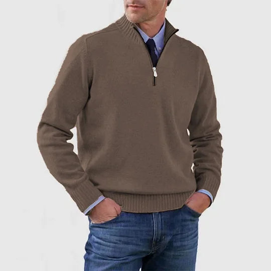 Men's Casual Knit Pullover Half-Zip Jumper with Mock Neck, view 3 of 13