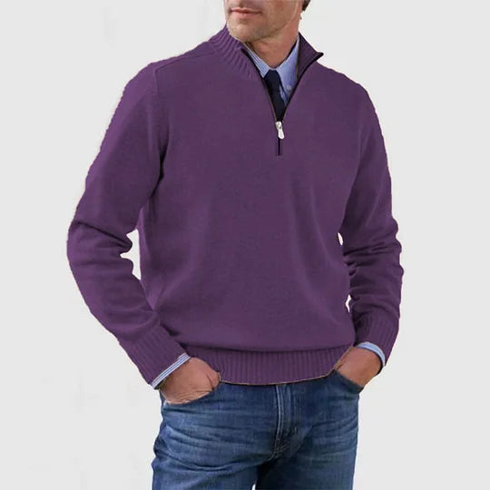 Men's Casual Knit Pullover Half-Zip Jumper with Mock Neck, view 4 of 13
