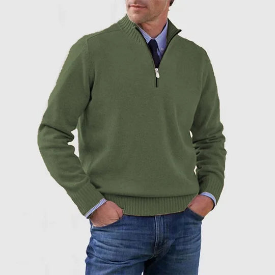 Men's Casual Knit Pullover Half-Zip Jumper with Mock Neck, view 5 of 13