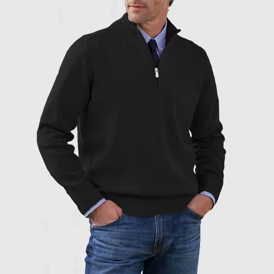 Men's Casual Knit Pullover Half-Zip Jumper with Mock Neck, view 6 of 13