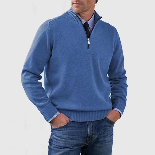 Men's Casual Knit Pullover Half-Zip Jumper with Mock Neck, view 7 of 13