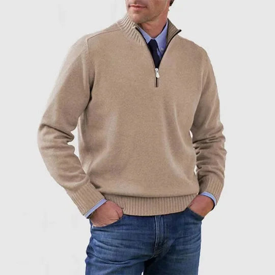 Men's Casual Knit Pullover Half-Zip Jumper with Mock Neck, view 8 of 13