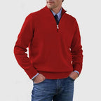 Men's Casual Knit Pullover Half-Zip Jumper with Mock Neck, view 9 of 13