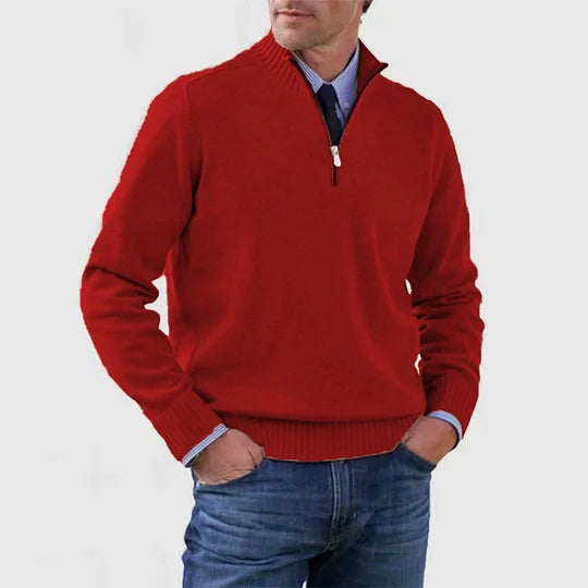Men's Casual Knit Pullover Half-Zip Jumper with Mock Neck, view 9 of 13